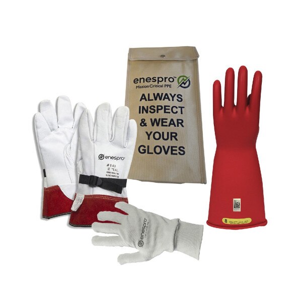 Enespro Class 2 Voltage 14-inch Glove Kit with FR Liner Glove in Red